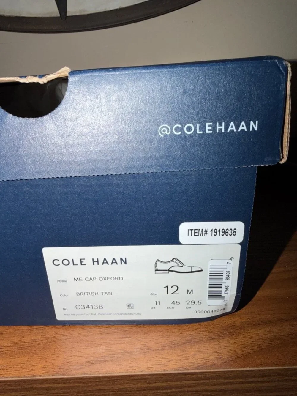 Cole Haan Mens British Tan Leather Cap Toe Oxford Dress Shoes Size 12 M
